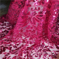 Shaoxing المصنع التطريز الترتر شبكة تول نسيج فستان زهري